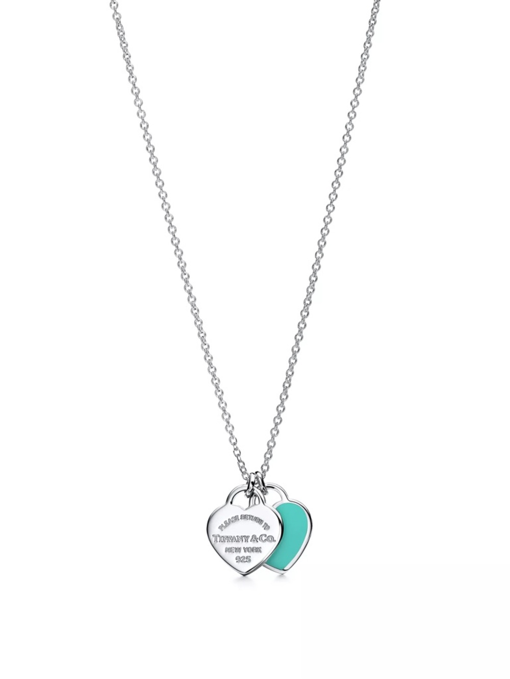 Tiffany & Co. Silver Necklace with Turquoise Enamel Heart